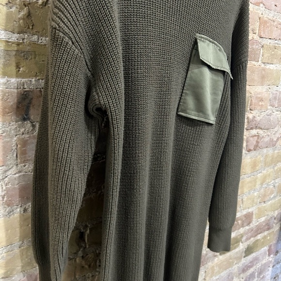 Steve Madden Olive Green Sweater Dress with Satin Pocket - Picture 4 of 6